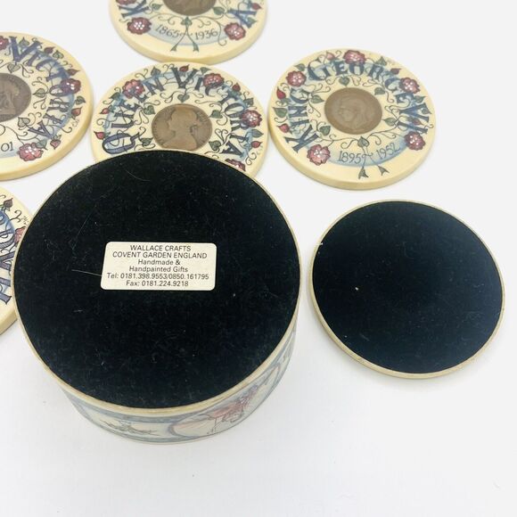 Wallace Crafts UK Royal Coaster Set W/ Inset Coins. 6 Coasters & Holder Covent - Picture 9 of 9